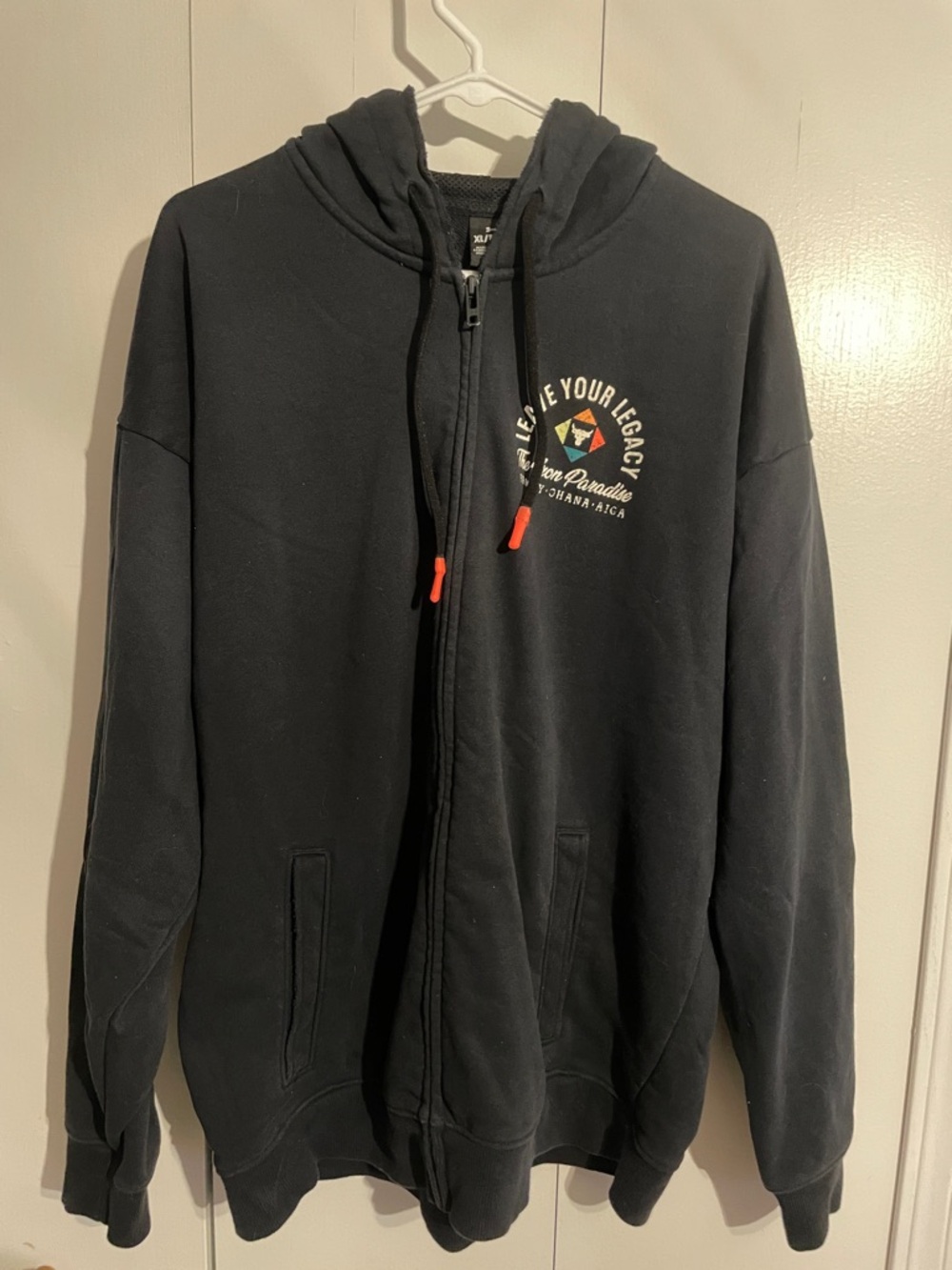 Black Zip-Up Hoodie with Chest Logo